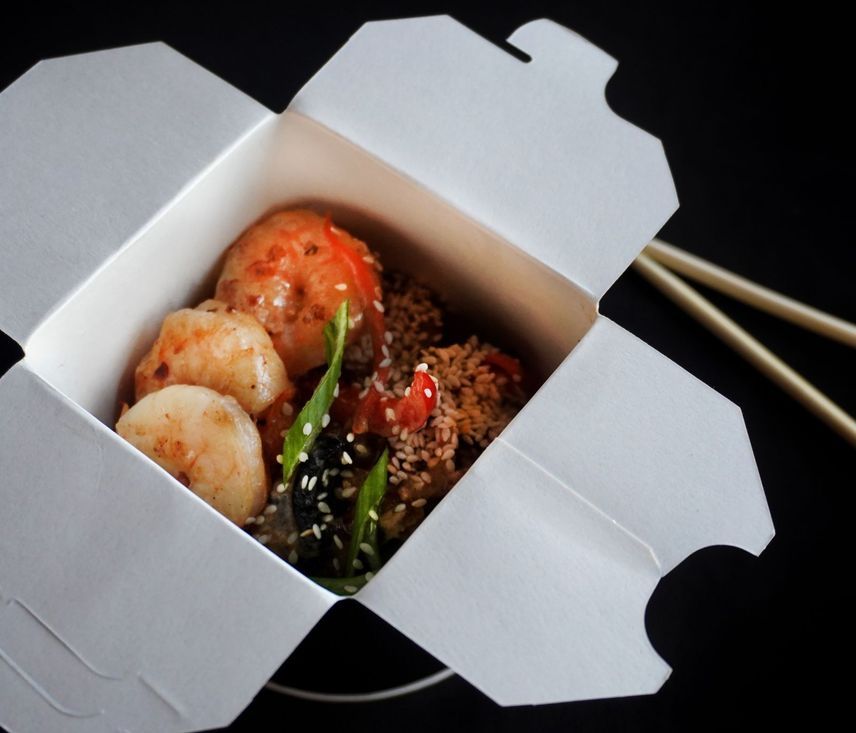 Вок с креветками